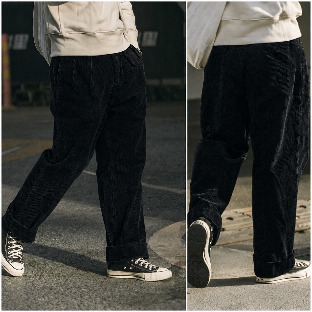 NON STOCK 12.5oz 8 Wale Corduroy Trouser Pants in Black 28w